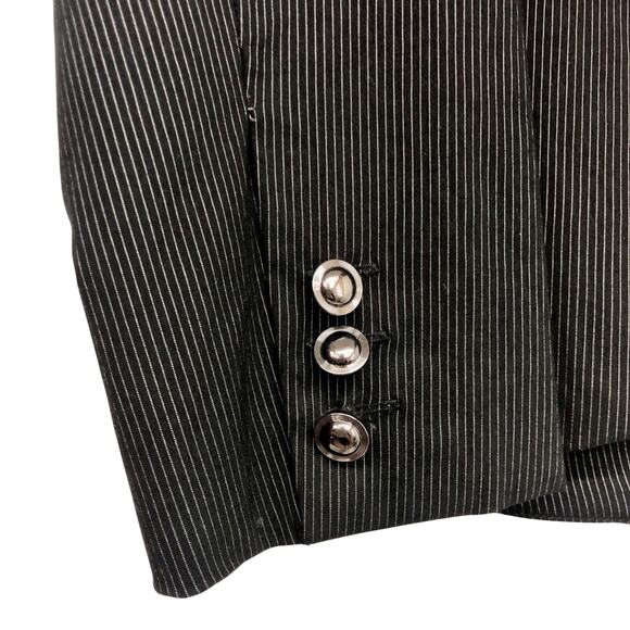 Harve Benard Office Siren Y2k Black White Pin Stripe 2 Piece Suit Blazer Skirt - Picture 14 of 16